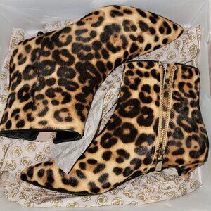 Taryn Rose Nelli Kitten Heel Leopard Ankle Boots Size 7.5 M